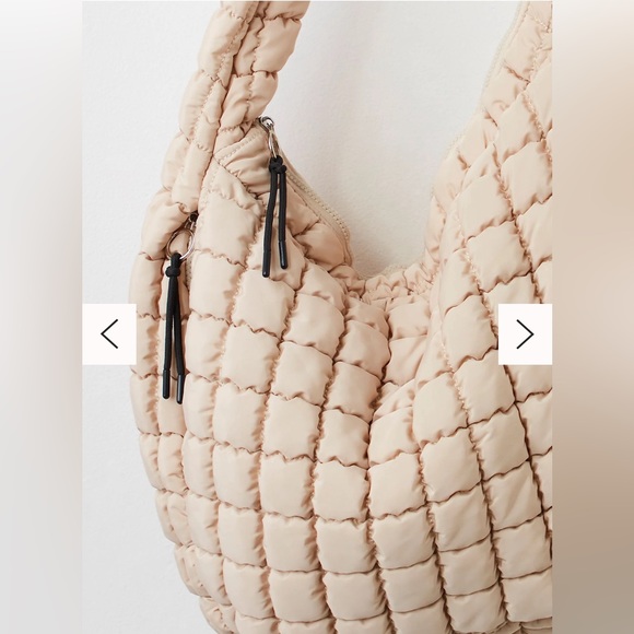 Free People Handbags - Free People Quilted Carryall Large Hobo Bag in Light Beige